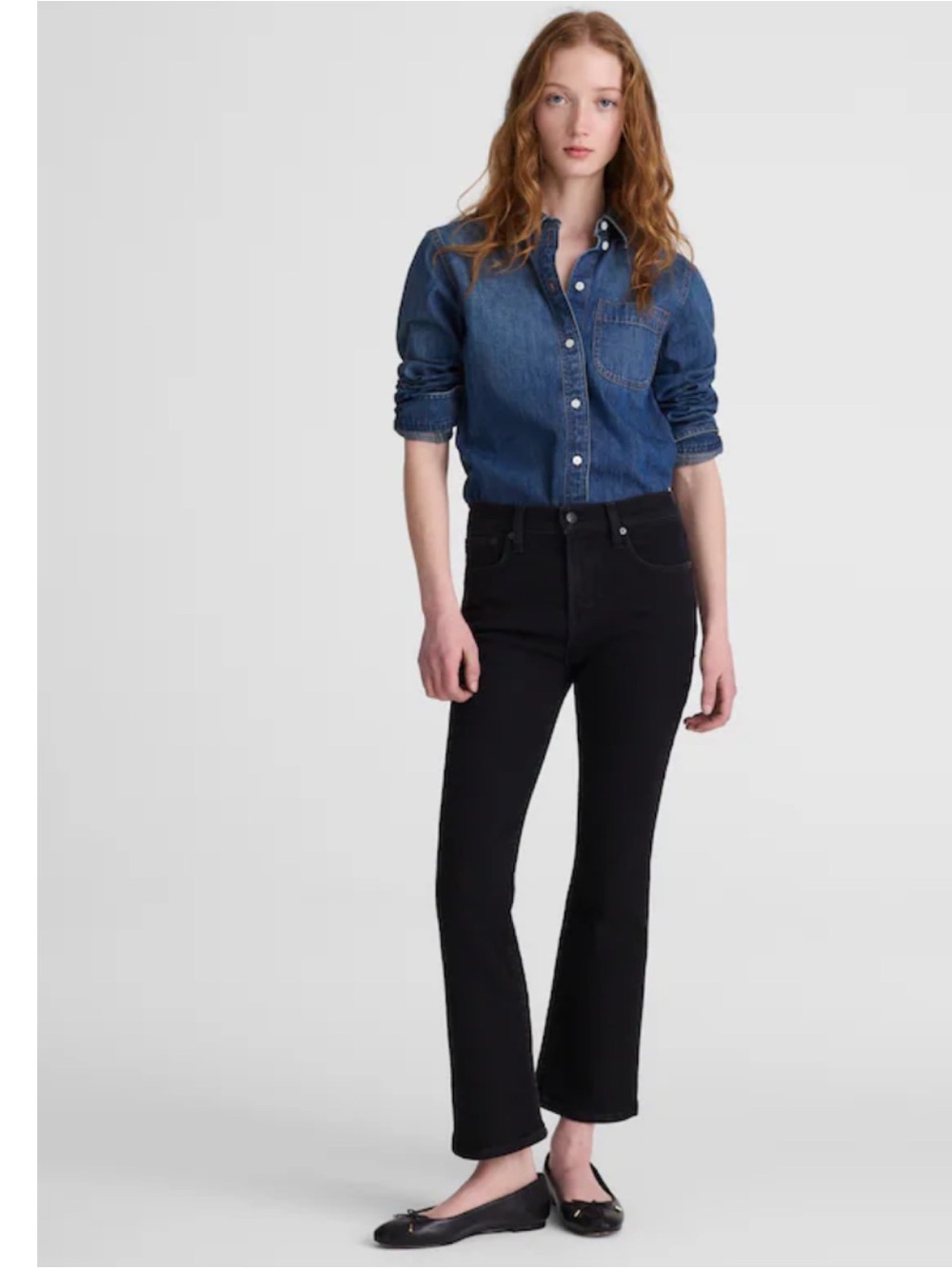 Madewell The Short Flare Crop Jean in Super Stretch Denim Black Frost 31S 31 NWT